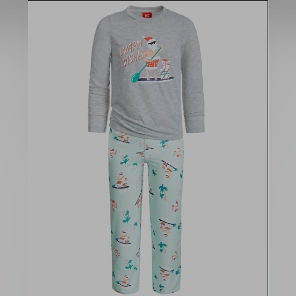Matching Kid's Tropical Santa Mix It Family Pajama Set 2T/3T Sleepwear Green